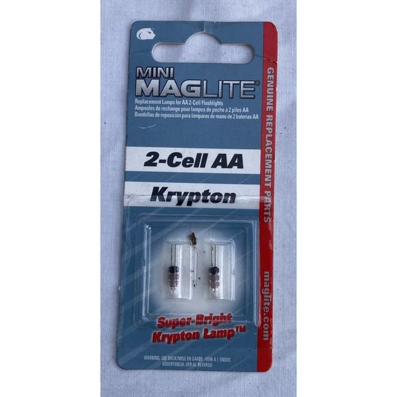 New Lot of 2 Mini-Maglite 2-Cell AA Krypton Super-Bright Lamp Replacement Bulbs - Picture 2 of 5